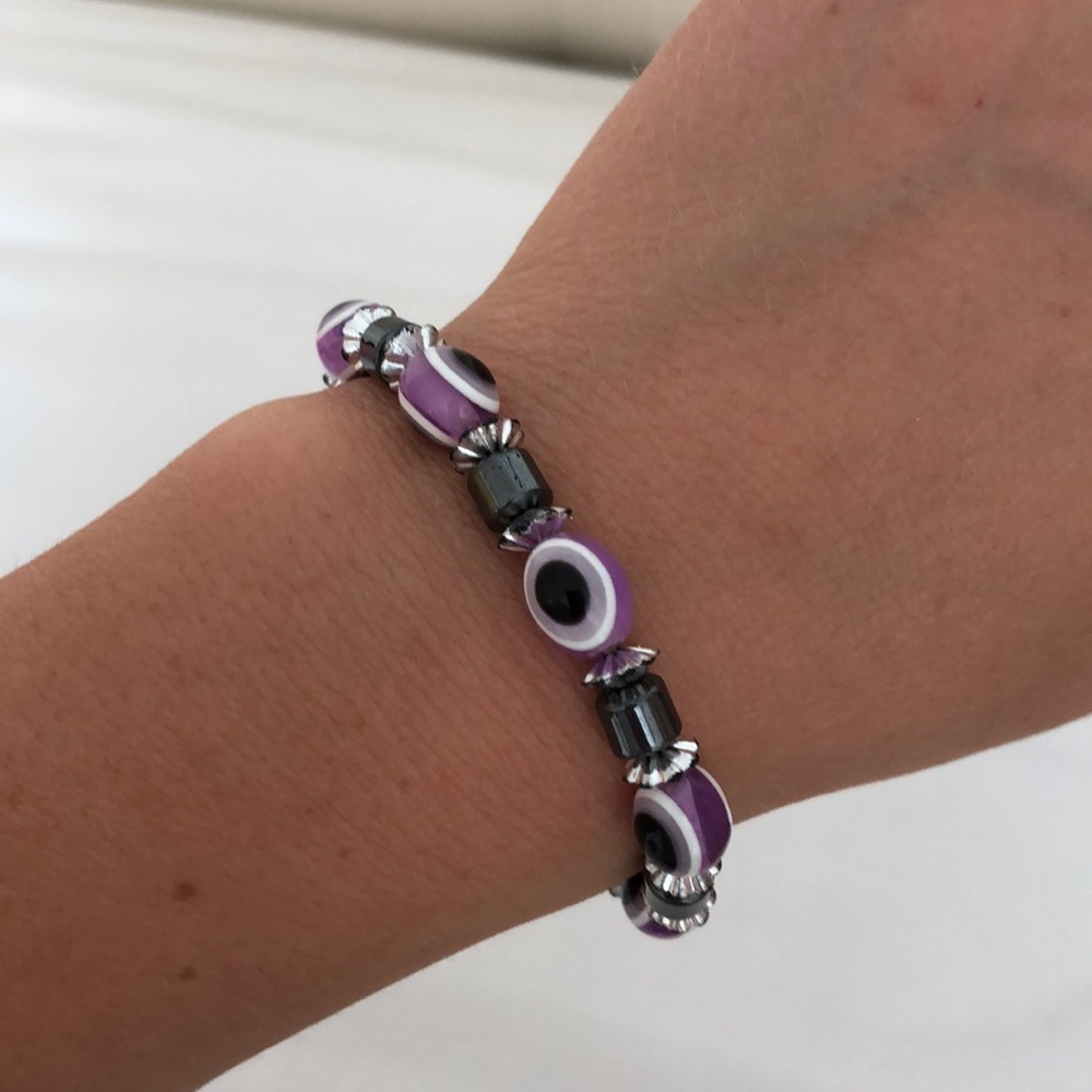 Purple evil eye bracelet